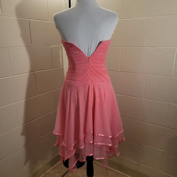 Vintage Pink Strapless Asymmetrical Fairy Hippie Boho Dress - Picture 6 of 7